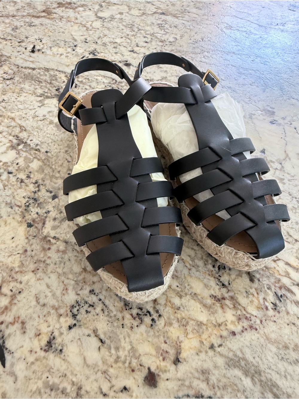 Dior Black Espadrille Wedge Sandals